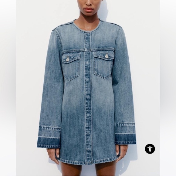Zara Blue Denim Mini Dress - Picture 10 of 16
